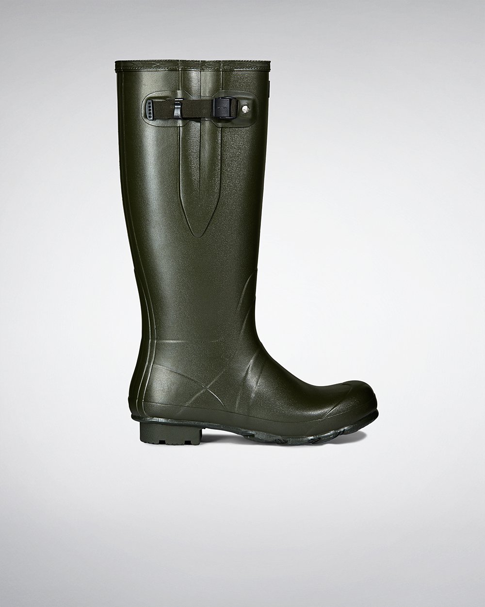 Mens Hunter Tall Rain Boots Dark Olive - Norris Field Side Adjustable Neoprene Lined - 9265380-HX